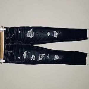 American Eagle dark wash distressed style super stretch cropped jeggings